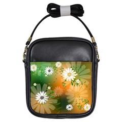 Beautiful Flowers With Leaves On Soft Background Girls Sling Bags by FantasyWorld7