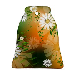 Beautiful Flowers With Leaves On Soft Background Bell Ornament (2 Sides)