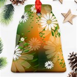 Beautiful Flowers With Leaves On Soft Background Bell Ornament (2 Sides) Front