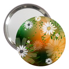 Beautiful Flowers With Leaves On Soft Background 3  Handbag Mirrors