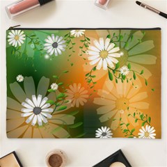 Beautiful Flowers With Leaves On Soft Background Cosmetic Bag (xxxl) 