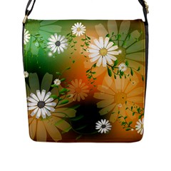 Beautiful Flowers With Leaves On Soft Background Flap Messenger Bag (l) 