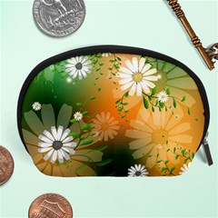 Beautiful Flowers With Leaves On Soft Background Accessory Pouches (large) 