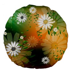 Beautiful Flowers With Leaves On Soft Background Large 18  Premium Flano Round Cushions