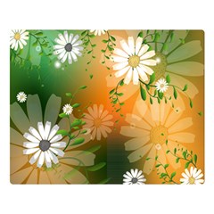 Beautiful Flowers With Leaves On Soft Background Double Sided Flano Blanket (large) 