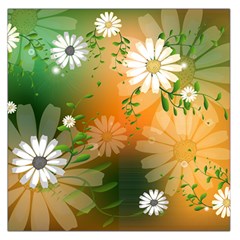 Beautiful Flowers With Leaves On Soft Background Large Satin Scarf (square)