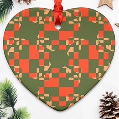 Green orange shapes Ornament (Heart)