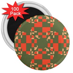 Green orange shapes 3  Magnet (100 pack)