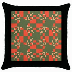 Green orange shapes Throw Pillow Case (Black)