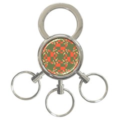 Green orange shapes 3-Ring Key Chain