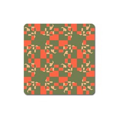 Green Orange Shapes Magnet (square)