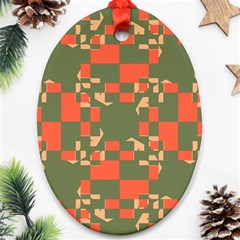 Green orange shapes Oval Ornament (Two Sides)