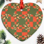 Green orange shapes Heart Ornament (Two Sides) Front