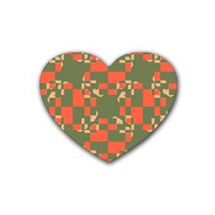 Green Orange Shapes Heart Coaster (4 Pack)