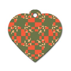 Green Orange Shapes Dog Tag Heart (two Sides)