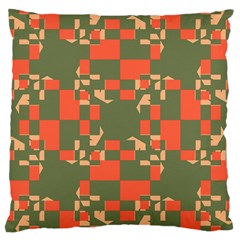 Green Orange Shapes Large Cushion Case (two Sides) by LalyLauraFLM