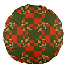 Green orange shapes Large 18  Premium Round Cushion 