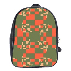 Green orange shapes School Bag (XL)