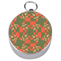 Green Orange Shapes Silver Compass