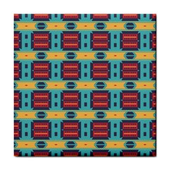 Blue Red And Yellow Shapes Pattern Tile Coaster