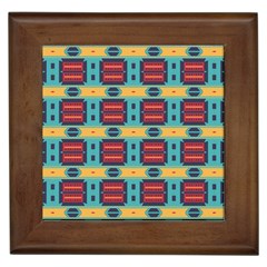 Blue Red And Yellow Shapes Pattern Framed Tile by LalyLauraFLM