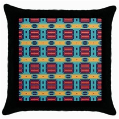 Blue Red And Yellow Shapes Pattern Throw Pillow Case (black) by LalyLauraFLM