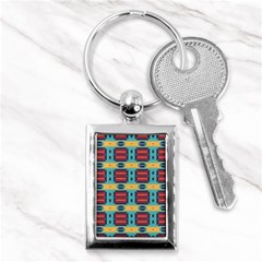 Blue Red And Yellow Shapes Pattern Key Chain (rectangle) by LalyLauraFLM