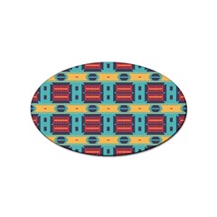 Blue Red And Yellow Shapes Pattern Sticker (oval) by LalyLauraFLM