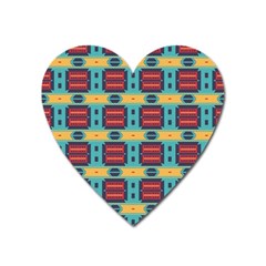 Blue Red And Yellow Shapes Pattern Magnet (heart)