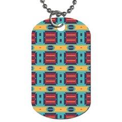 Blue Red And Yellow Shapes Pattern Dog Tag (two Sides)