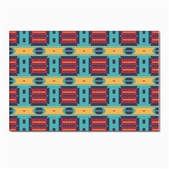 Blue Red And Yellow Shapes Pattern Postcards 5  X 7  (pkg Of 10) by LalyLauraFLM