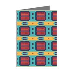 Blue Red And Yellow Shapes Pattern Mini Greeting Card