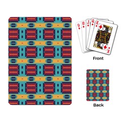 Blue Red And Yellow Shapes Pattern Playing Cards Single Design by LalyLauraFLM