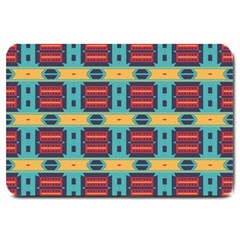 Blue Red And Yellow Shapes Pattern Large Doormat