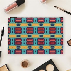 Blue Red And Yellow Shapes Pattern Cosmetic Bag (large) by LalyLauraFLM