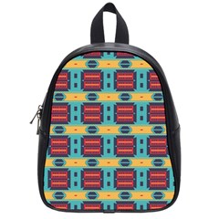 Blue Red And Yellow Shapes Pattern School Bag (small) by LalyLauraFLM