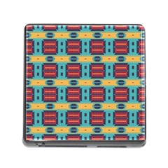 Blue Red And Yellow Shapes Pattern Memory Card Reader (square)