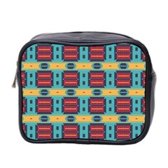 Blue Red And Yellow Shapes Pattern Mini Toiletries Bag (two Sides) by LalyLauraFLM