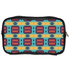 Blue Red And Yellow Shapes Pattern Toiletries Bag (one Side) by LalyLauraFLM