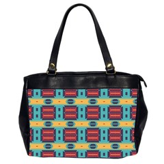 Blue Red And Yellow Shapes Pattern Oversize Office Handbag (2 Sides)