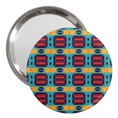 Blue Red And Yellow Shapes Pattern 3  Handbag Mirror by LalyLauraFLM