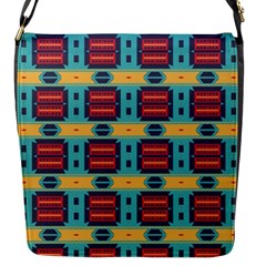 Blue Red And Yellow Shapes Pattern Flap Closure Messenger Bag (s)