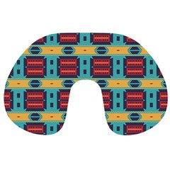 Blue Red And Yellow Shapes Pattern Travel Neck Pillow