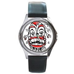 Dark Clown Drawing Round Metal Watches by dflcprints