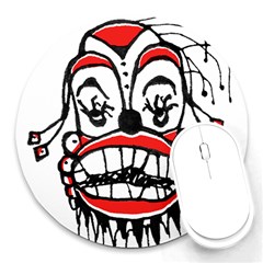 Dark Clown Drawing Round Mousepads by dflcprints