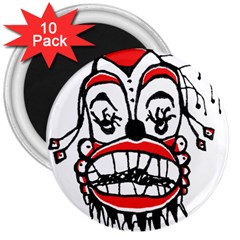 Dark Clown Drawing 3  Magnets (10 Pack) 