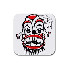 Dark Clown Drawing Rubber Coaster (square)  by dflcprints