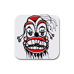 Dark Clown Drawing Rubber Square Coaster (4 Pack)  by dflcprints