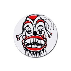 Dark Clown Drawing Rubber Coaster (round)  by dflcprints