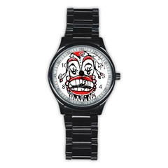 Dark Clown Drawing Stainless Steel Round Watches